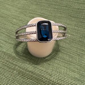 Elegant Silver and Blue Gemstone Bracelet